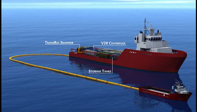 Сбор нефти после утечки в Мексиканском заливе