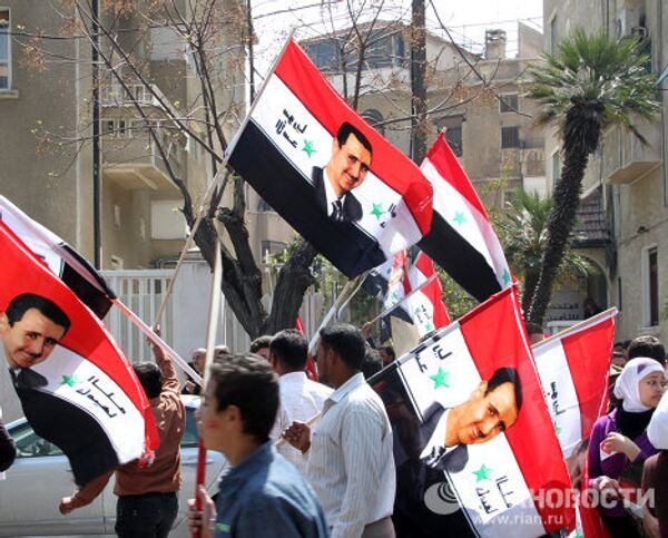 Демонстрация в поддержку режима президента Башара Асада в Дамаске