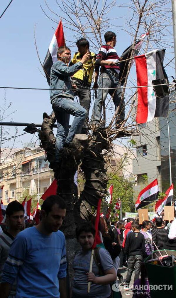 Манифестация в поддержку правящего режима прошла в центре Дамаска