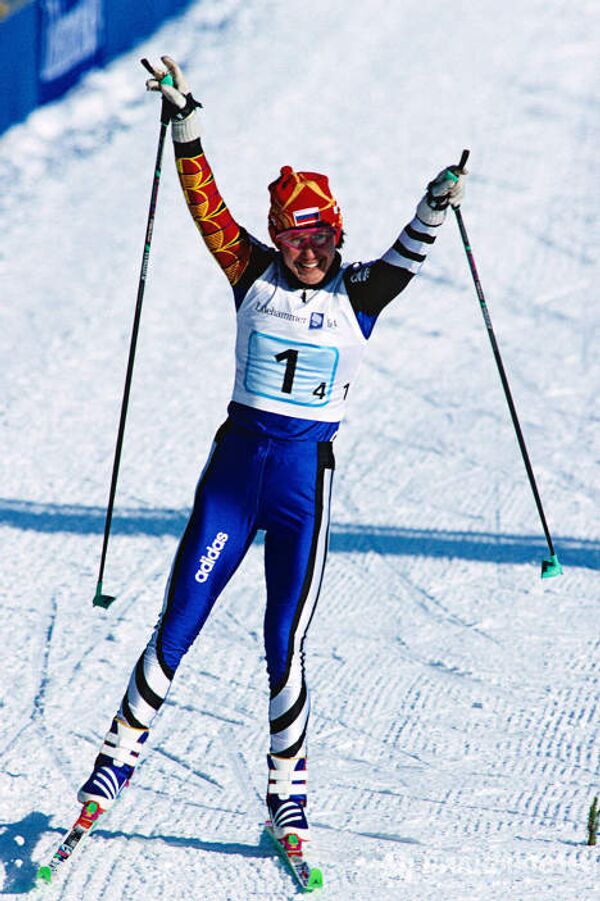 Советская лыжница Л.Егорова на XVII Олимпийских играх в Лиллехаммере