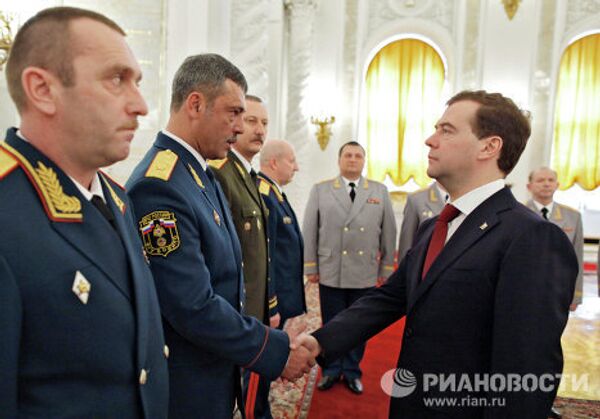 Президент РФ Д.Медведев встретился с высшими офицерами по случаю их назначения на новые должности