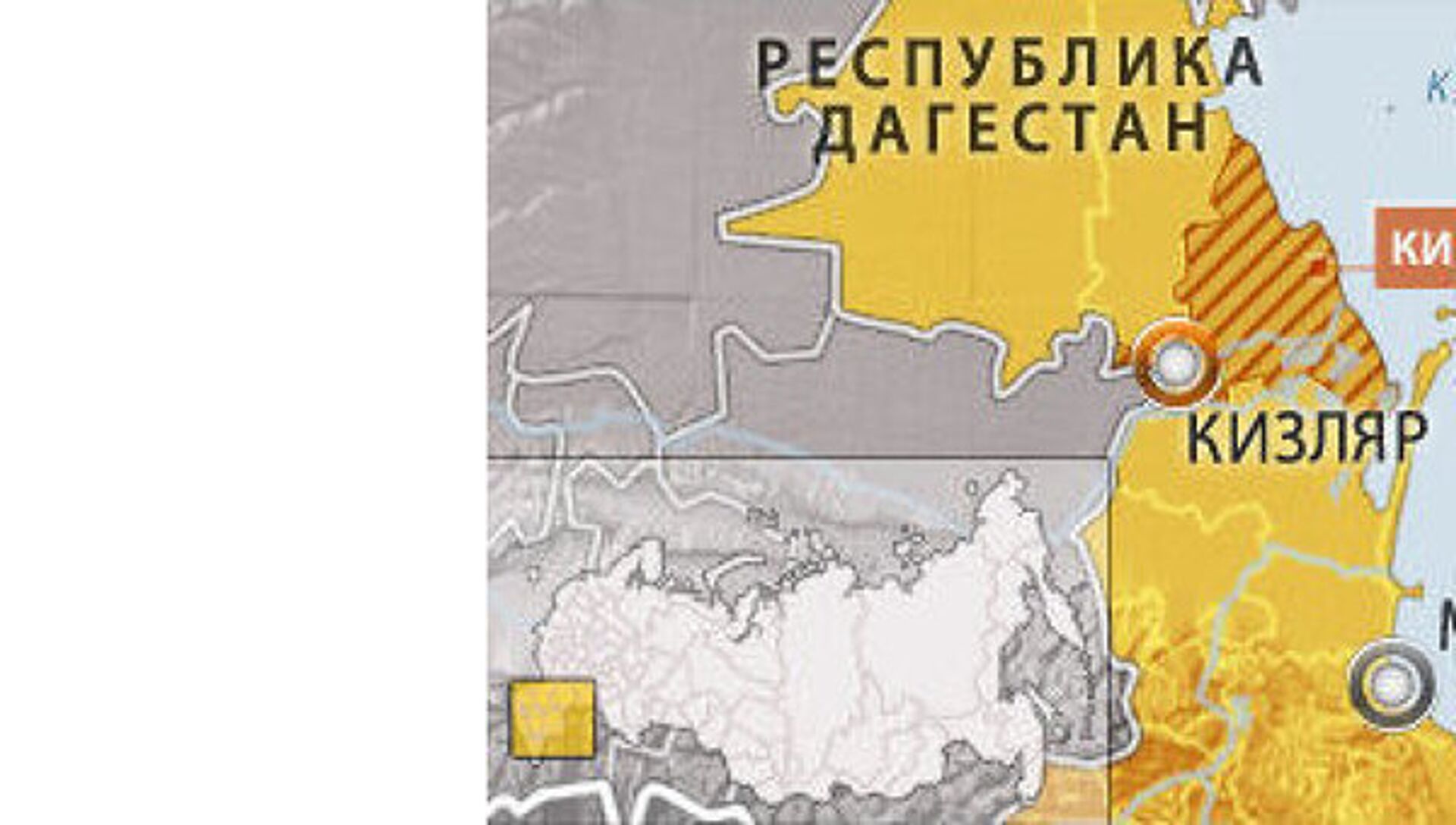 Кизляр на карте Дагестана