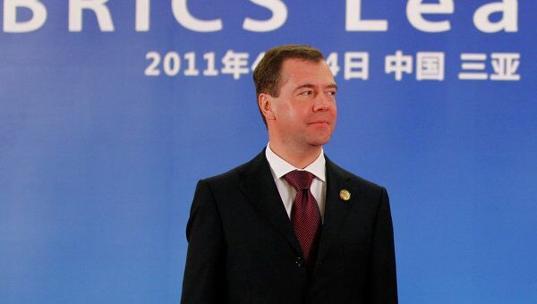 Президент РФ Дмитрий Медведев на саммите лидеров БРИКС в Китае