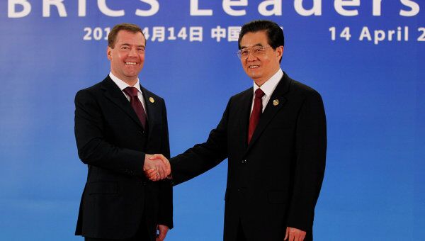 Президент РФ Д.Медведев на саммите лидеров БРИКС в Китае