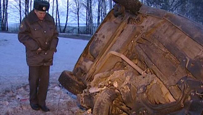 Двойное ДТП на трассе в Нижегородской области. Видео с места происшествия