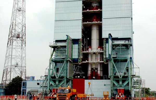 Индийская ракета класса PSLV на стартовой площадке Космодрома имени Сатиша Дхавана. Архивное фото