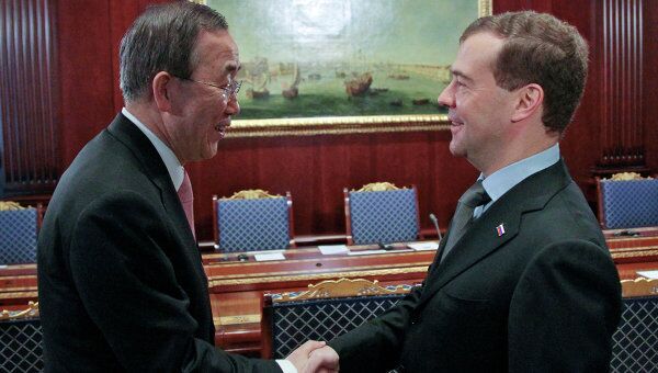 Президент РФ Д.Медведев встретился с генсеком ООН Пан Ги Мунуом