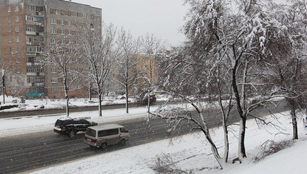 Снегопад в Приморье