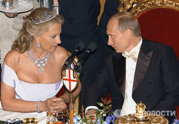 В.Путин и принцесса Кентская  на обеде в Гилдхолле в Лондоне