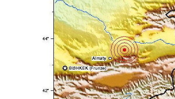 Эпицентр землетрясения в Казахстане