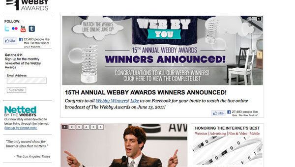 Скриншот сайта Webby Awards