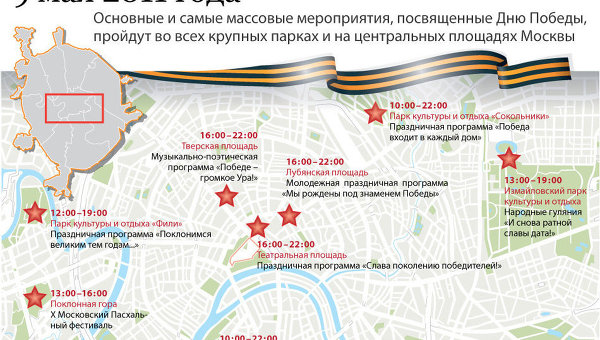 Мероприятия в День Победы в Москве