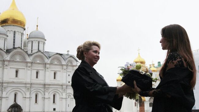 Светлана Медведева и Мехрибан Алиева на выставке Карла Фаберже в Кремле