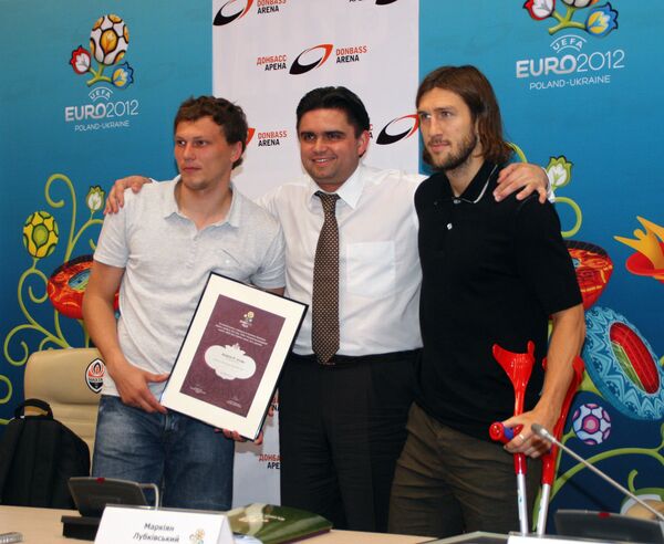 Андрей Пятов, Маркиян Лубкивский и Дмитрий Чигринский (слева направо)