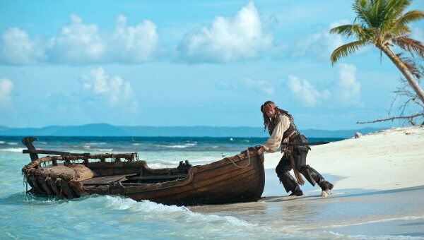 Джонни Депп в роли капитана Джека Воробья в четвертой части фильма Пираты Карибского моря