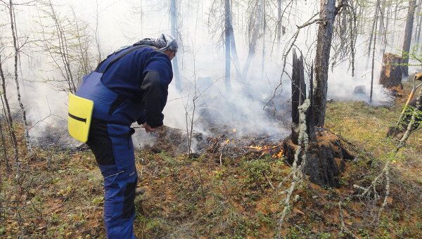 Тушение лесных пожаров в Якутске. Архив