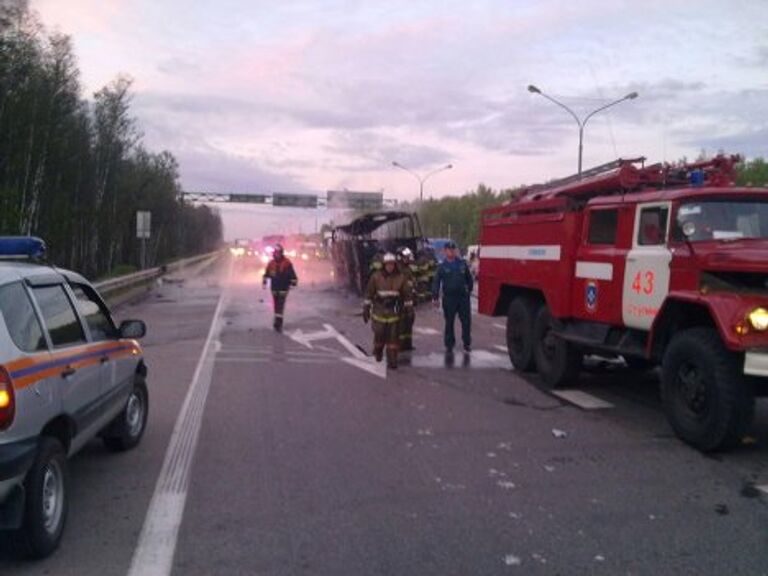 ДТП в в Ступинском районе Подмосковья с участием автобуса и грузового автомобиля