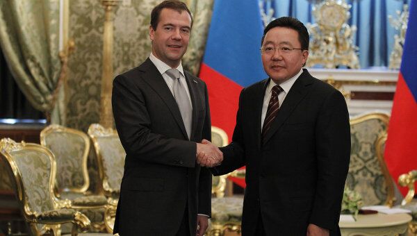 Президент РФ Дмитрий Медведев принял в Кремле президента Монголии Цахиагийна Элбэгдоржа