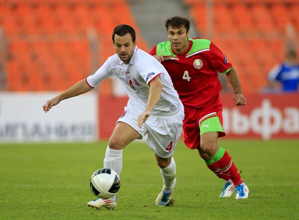 Игровой момент матча Белоруссия - Люксембург