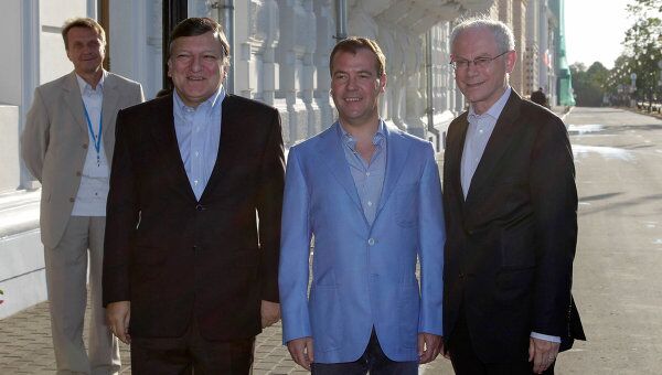 Встреча Дмитрия Медведева, Хермана ван Ромпея и Жозе Мануэла Баррозу в Нижнем Новгороде
