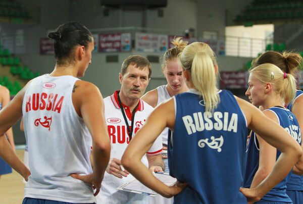 Тренировка сборной России по баскетболу