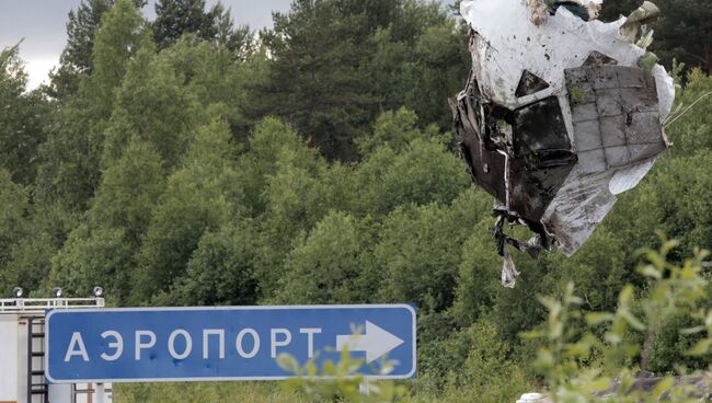 Ситуация на месте крушения самолета Ту-134 под Петрозаводском