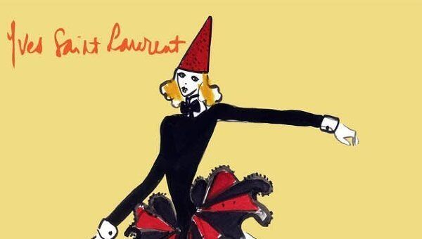 Обложка альбома-раскраски с эскизами костюмов Ива Сен-Лорана