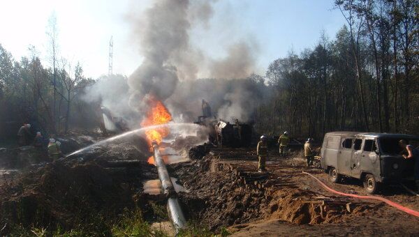 Пожар на газопроводе в Ярославле