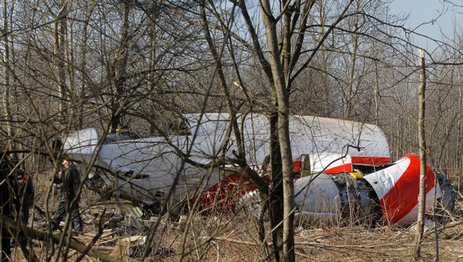 Место падения польского самолета Ту-154 под Смоленском