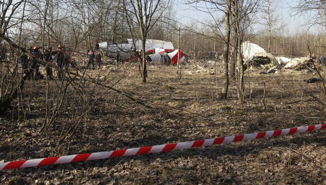 Место падения польского самолета Ту-154 под Смоленском