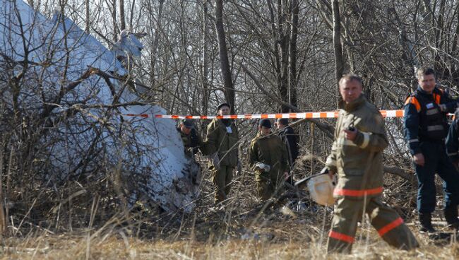 Место падения польского самолета Ту-154 под Смоленском