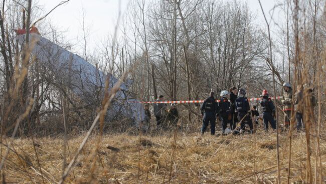 Место падения польского самолета Ту-154 под Смоленском