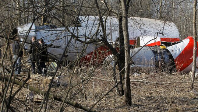 Место падения польского самолета Ту-154 под Смоленском