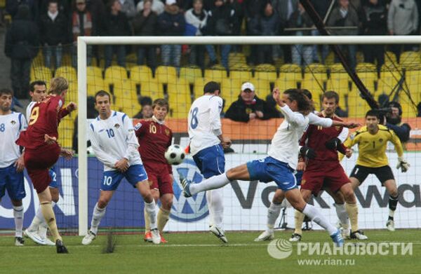 Игровой момент матча Россия – Азербайджан 