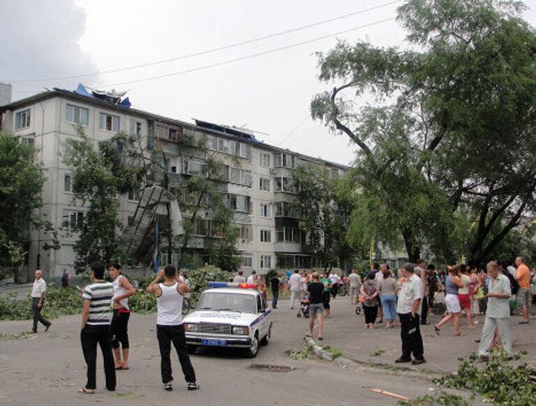 Последствия смерча в Благовещенске