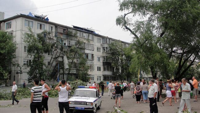 Последствия смерча в Благовещенске