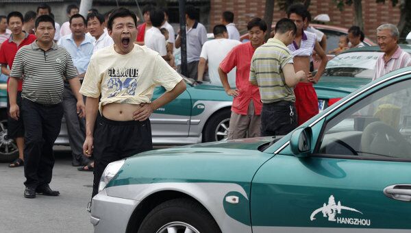 Забастовка таксистов в китайском городе Ханчжоу