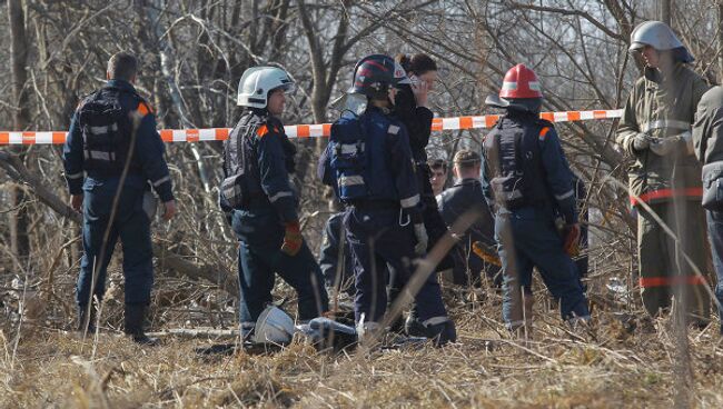 Место падения польского самолета Ту-154 под Смоленском