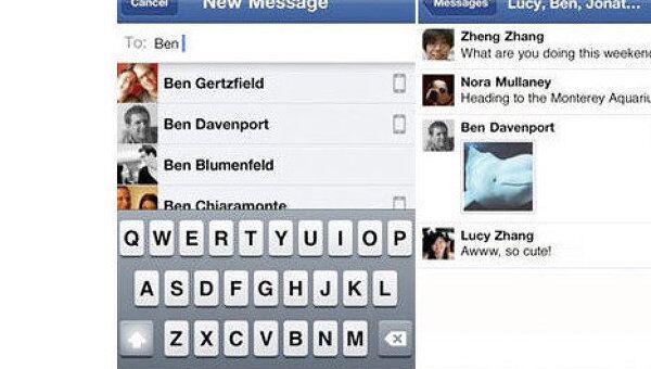 Социальная сеть Facebook запускает мобильное приложение для iPhone и Android-смартфонов, позволяющее обмениваться мгновенными сообщениям
