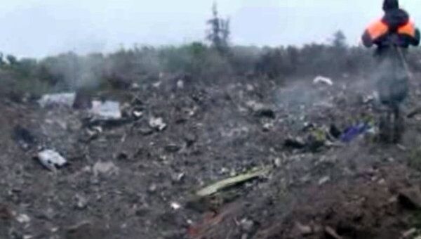 Видеокадр с места катастрофы Ан-12 в Магаданской области