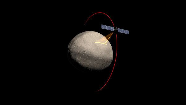 Зонд Dawn на орбите вокруг астероида Веста