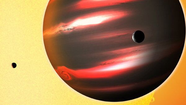 Представление художника об экзопланете TrES-2b, самой черной среди всех планет и лун