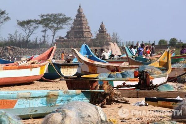 Рыбацкие лодки в Тамилнаде на юге Индии