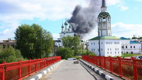 В историческом центре Соликамска вспыхнул пожар