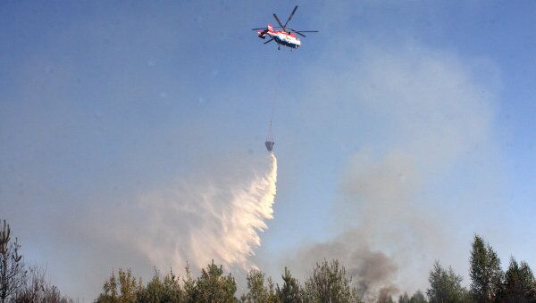 Тушение лесного пожара в Егорьевском районе Московской области. Архив