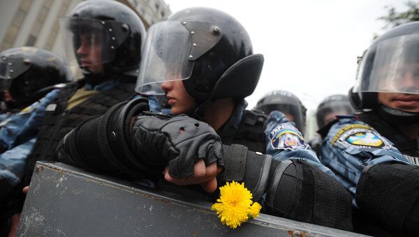 Митинг протеста оппозиции в Киеве в День Независимости Украины
