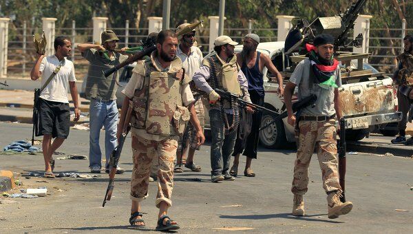 Ливийские повстанцы в Триполи 25 августа 2011 г
