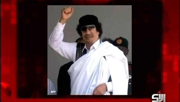 Муамар Каддафи в эфире телеканала Аль-Арабия. Архив