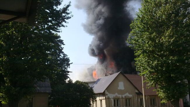 Горящий павильон ВВЦ в Москве