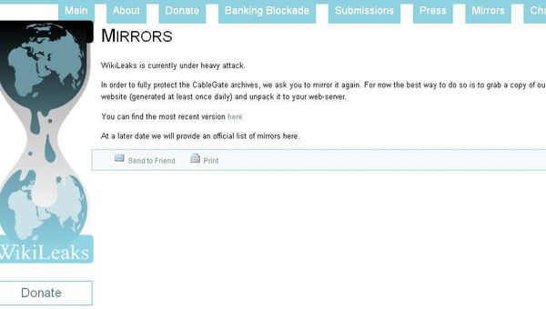 Скриншот страницы сайта WikiLeaks, подвергшегося хакерской атаке